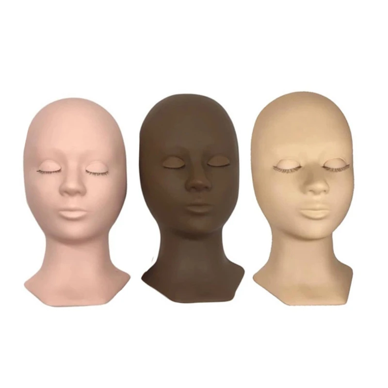 

Silicone Training Mannequin for Head Removable Eyelids for Grafting Eyelash Extension Beginner Makeup Soft for Touch Rubber for