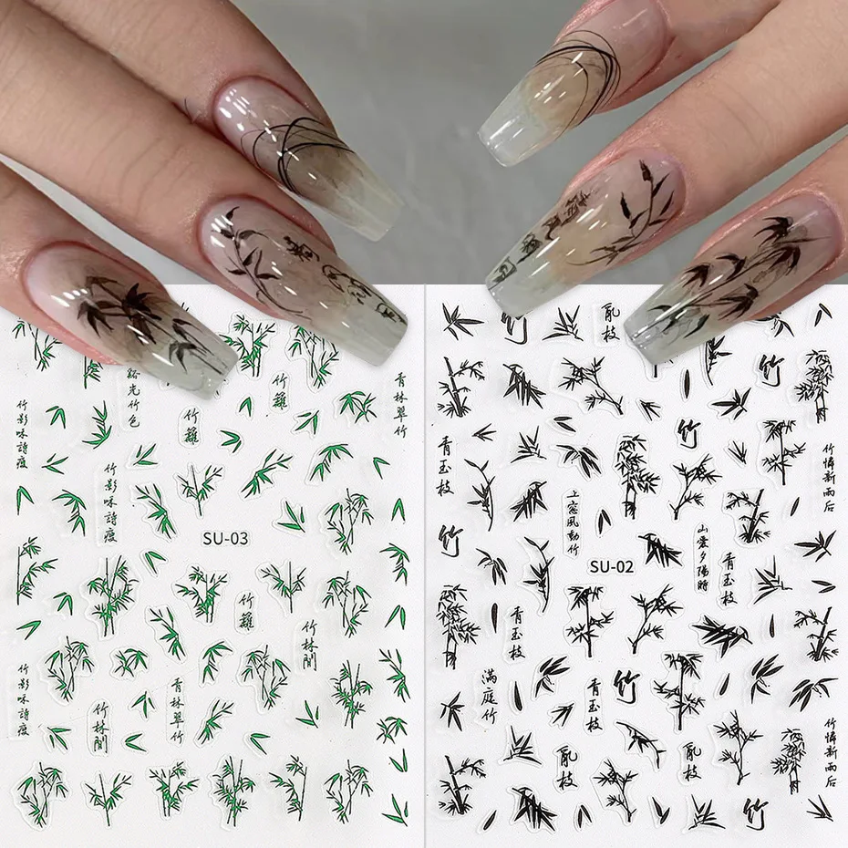 3 Sheets Bamboo Leaf Nails Stickers Calligraphy Design Manicure Decoration Nail Decals Tips for Nails Press on Nails 
3 Sheets Bamboo Leaf Nails Stickers Calligraphy Design Manicure Decoration Nail Decals Tips for Nails Press on Nails