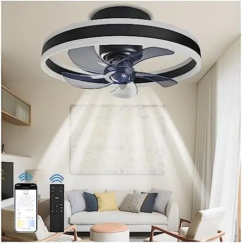 Ceiling Fans with Lights and Remote,360° Oscillating Bladeless with Light,20 Inch Low Profile with Light, 6 Wind Speeds Stepl
Ceiling Fans with Lights and Remote,360° Oscillating Bladeless with Light,20 Inch Low Profile with Light, 6 Wind Speeds Stepl