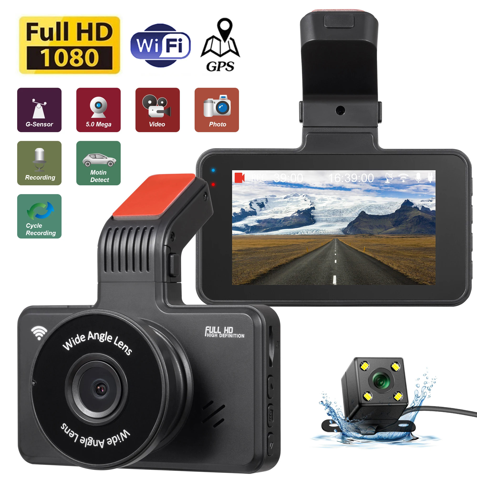 

Автомобильный видеорегистратор Wi-Fi Full HD 1080P, видеорегистратор с камерой для автомобиля, видеорегистратор с ночным видением, Автомобильный видеорегистратор с GPS, автомобильные аксессуары