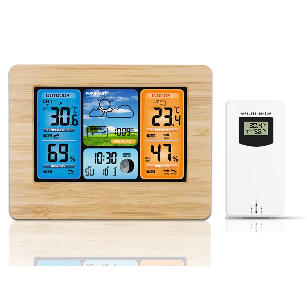 Weather Station Digital Wall Alarm Clock Thermometer Hygrometer Wireless Sensor Temperature Humidity Barometer Hygrometer Wood
Weather Station Digital Wall Alarm Clock Thermometer Hygrometer Wireless Sensor Temperature Humidity Barometer Hygrometer Wood