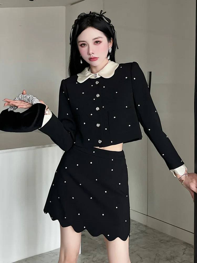 High Quality French Autumn Winter Two Piece Set Women Long Sleeve Jacket Coat Crop Top + Mini Skirt Sets Korean Fashion Outifts
High Quality French Autumn Winter Two Piece Set Women Long Sleeve Jacket Coat Crop Top + Mini Skirt Sets Korean Fashion Outifts