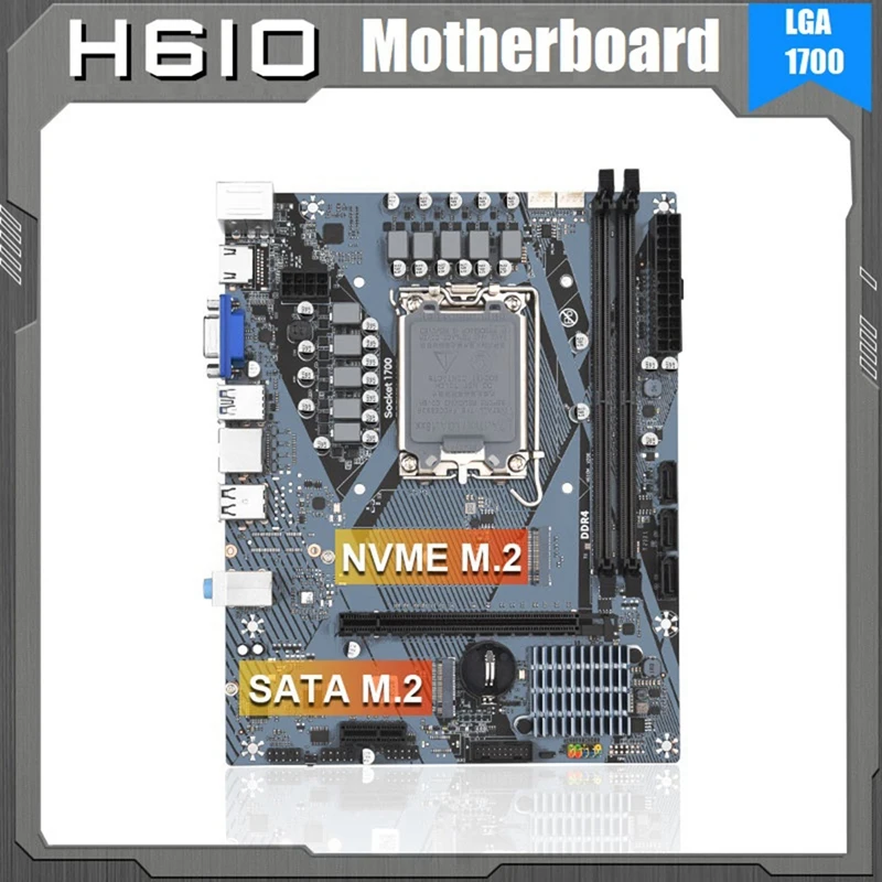 

H610M Desktop Motherboard H610M R200 LGA1700 2XDDR4 Slots Up To 64G M.2 Nvme PCI-E5.0 X16 For 12/13 Generation CPU