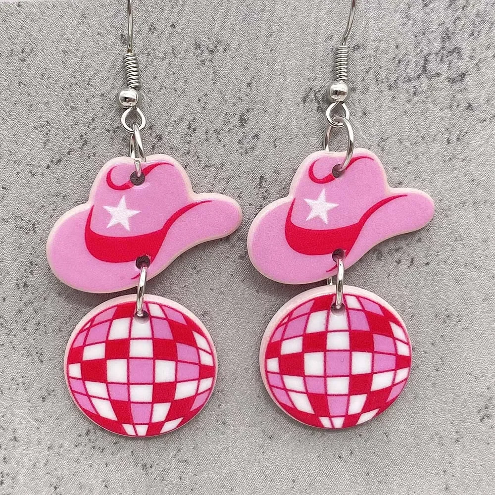 New Western Cowboy Style Acrylic Earrings Pink Hat Boots Balloon Fashion Personalized Earrings for Woman Gifts Party Jewelry
New Western Cowboy Style Acrylic Earrings Pink Hat Boots Balloon Fashion Personalized Earrings for Woman Gifts Party Jewelry