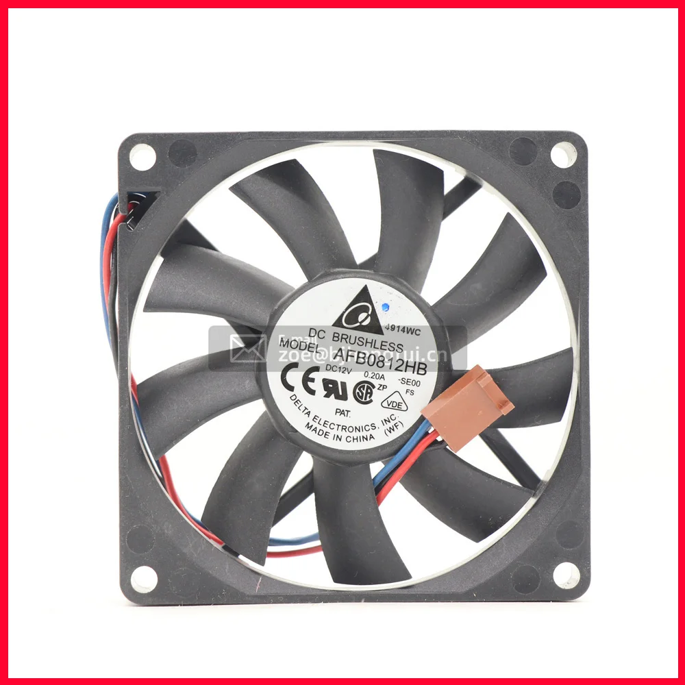 12V DC 0.20A AFB0812HB 80x80x15mm 8cm 1.68W 3100RPM 33.5CFM Double Ball Bearing Server Axial Cooling Fan
12V DC 0.20A AFB0812HB 80x80x15mm 8cm 1.68W 3100RPM 33.5CFM Double Ball Bearing Server Axial Cooling Fan