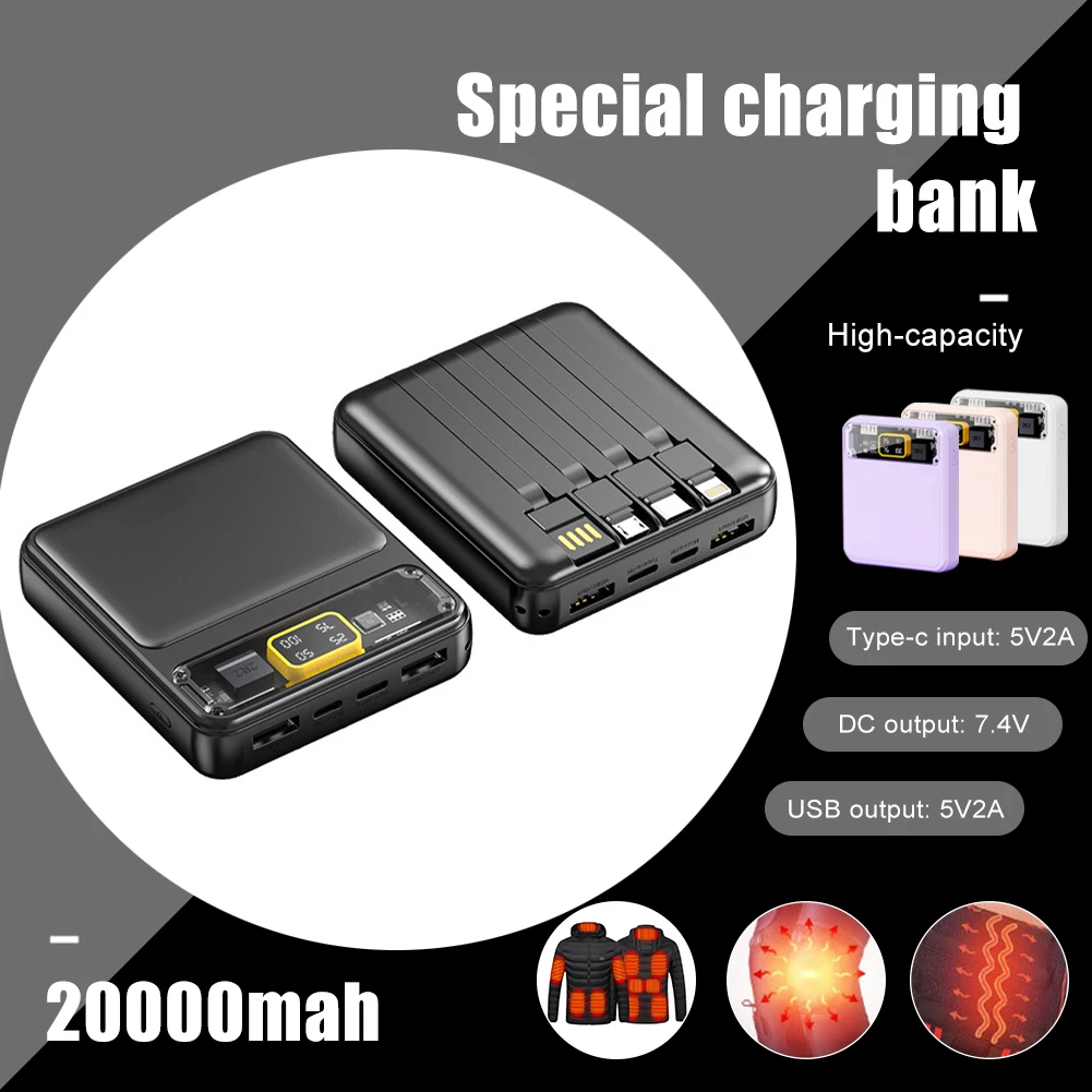 Power Bank 20000mAh Portable Charger Phone Fast Charging External Battery Pack For Heating Vest Jacket Electric Heated Equipment
Power Bank 20000mAh Portable Charger Phone Fast Charging External Battery Pack For Heating Vest Jacket Electric Heated Equipment