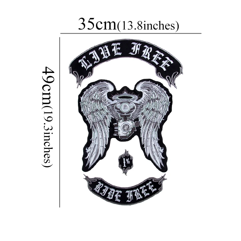 

Angel Engine Double Wing Motorcycle Embroidery Patches Badge For Jacket Back Biker Punk Sew On One Set 35*49cm Adjustable