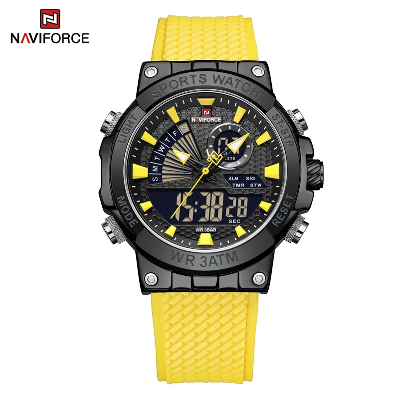 

NAVIFORCE Men Luxury Watch Digital Sport Chronograph Calendar Quartz Wristwatch Dual Time Luminous Waterproof Clock Reloj Hombre