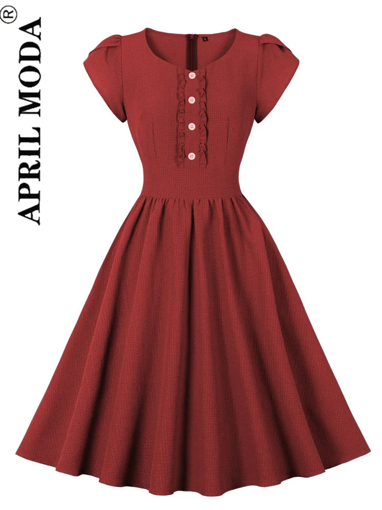 

Женское винтажное платье с пышными рукавами, повседневное свободное платье во французском ретро-стиле 50-60-х годов, короткая туника для выпускного вечера, на лето