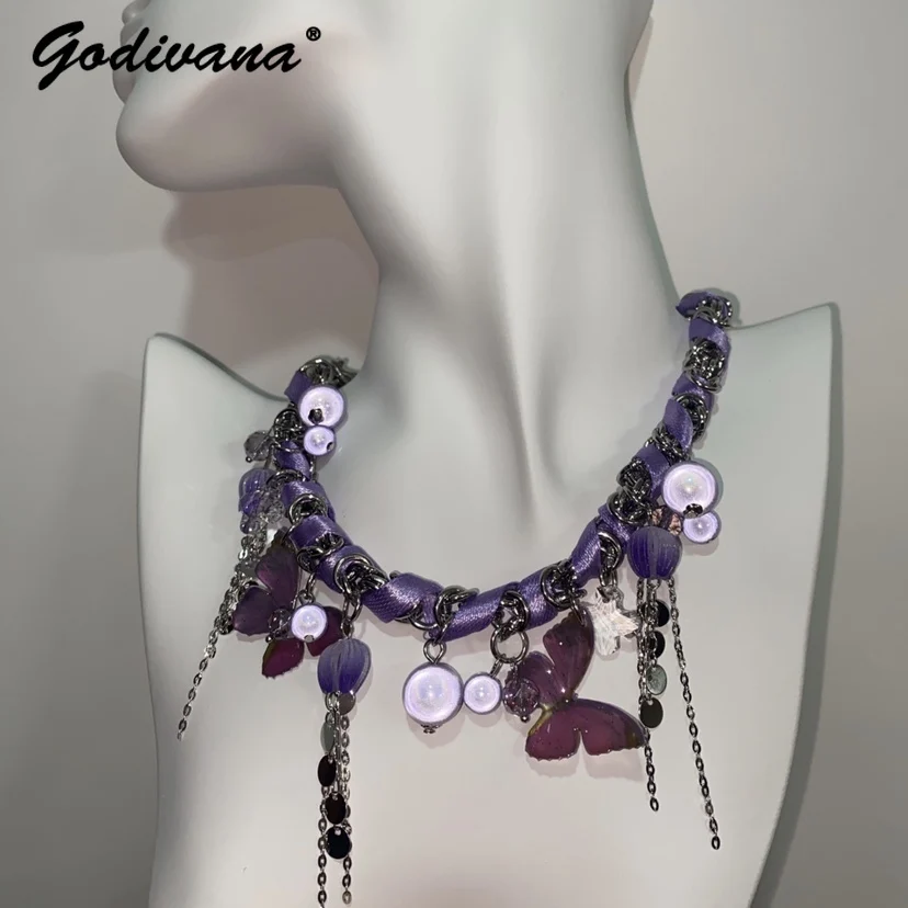 Purple Butterfly Clavicle Chain Ins Style Niche Retro Y2K Hot Girl Chain Necklace Original Punk Wind Female Pendant Necklaces
Purple Butterfly Clavicle Chain Ins Style Niche Retro Y2K Hot Girl Chain Necklace Original Punk Wind Female Pendant Necklaces