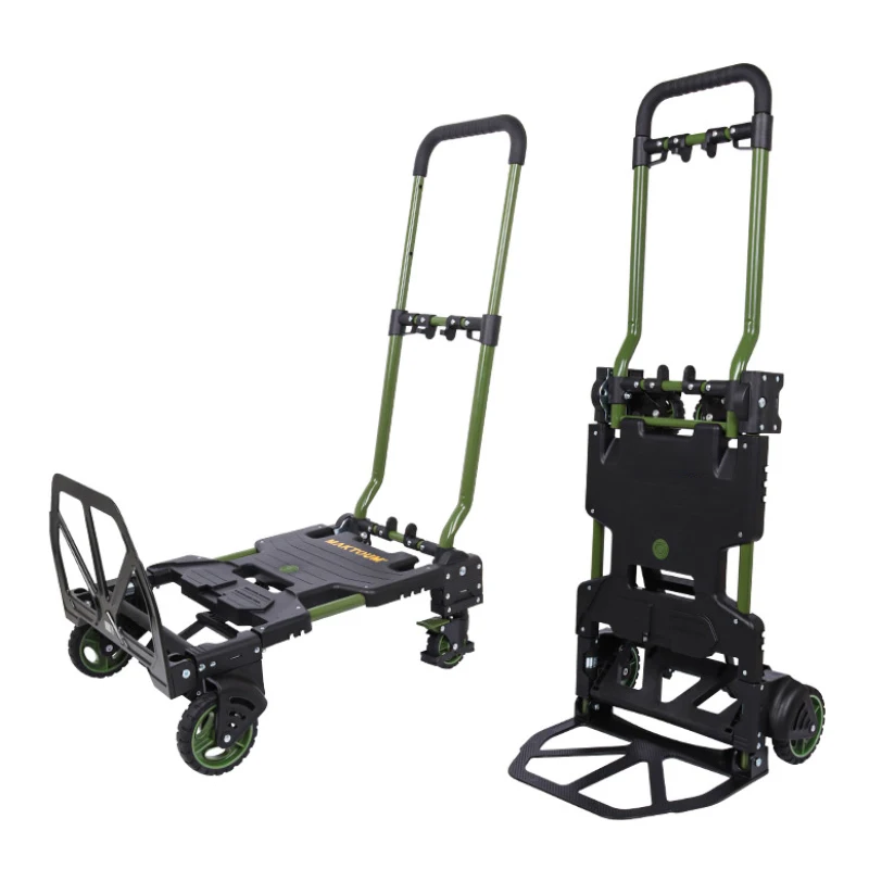 

2-In-1 Foldable Small Cart 150kg Heavy Duty Wheel Trolley Foldable Trolley Barrow Outdoor Multi-Functional Luggage Handcart