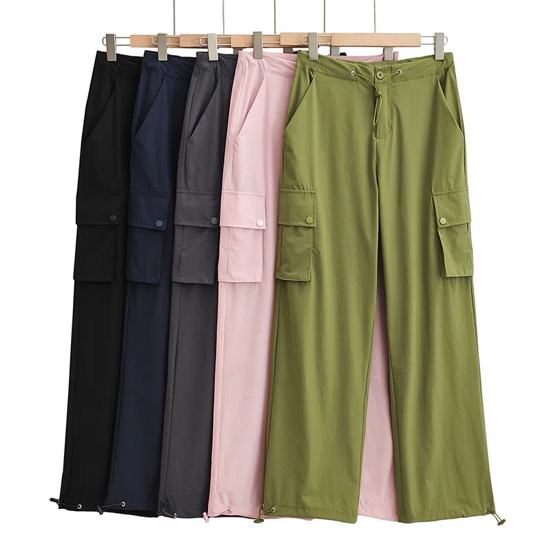 Women pants Loose Stylish Fashion Drawstring Waist Windproof Leisure Cargo Pants With Pockets
Women pants Loose Stylish Fashion Drawstring Waist Windproof Leisure Cargo Pants With Pockets