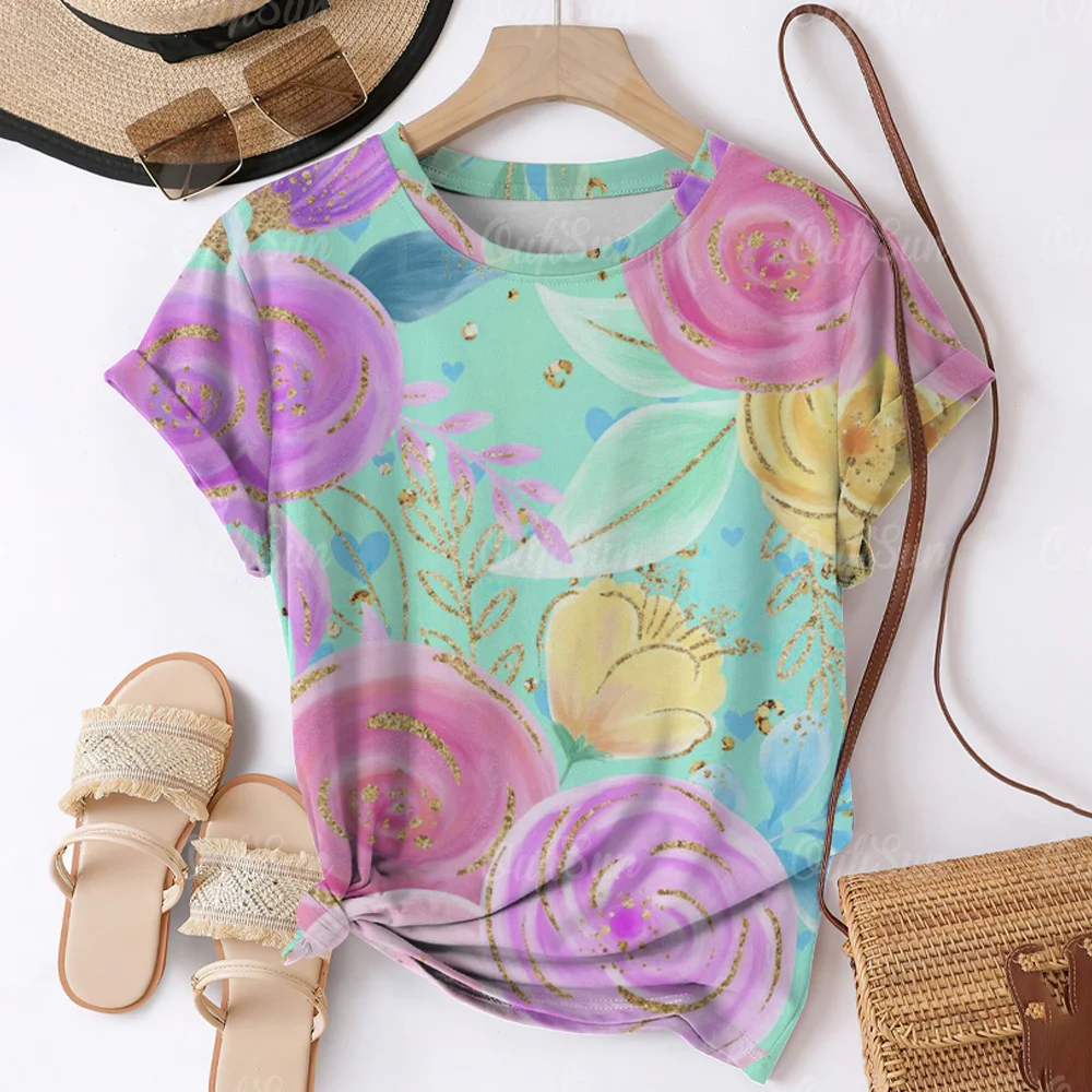 2024 New Style T-Shirt For Women Floral Printed Blouse Summer Oversized T-Shirts Fashion Women's Clothing Crop Neck Plus Size
2024 New Style T-Shirt For Women Floral Printed Blouse Summer Oversized T-Shirts Fashion Women's Clothing Crop Neck Plus Size