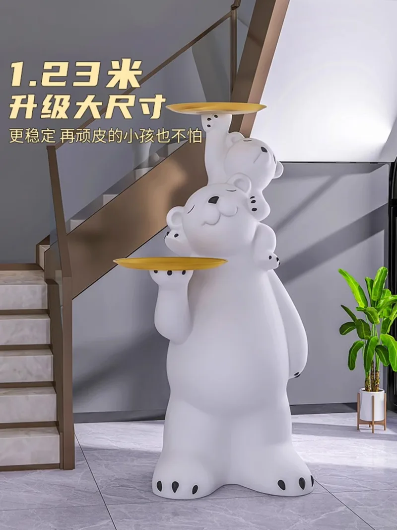Trendy Fun Ins Style Tray Polar Bear Living Room Large Floor Standing Ornaments Home Decorations Illumination Statue Trendy Fun Ins Style Tray Polar Bear Living Room Large Floor Standing Ornaments Home Decorations Illumination Statue