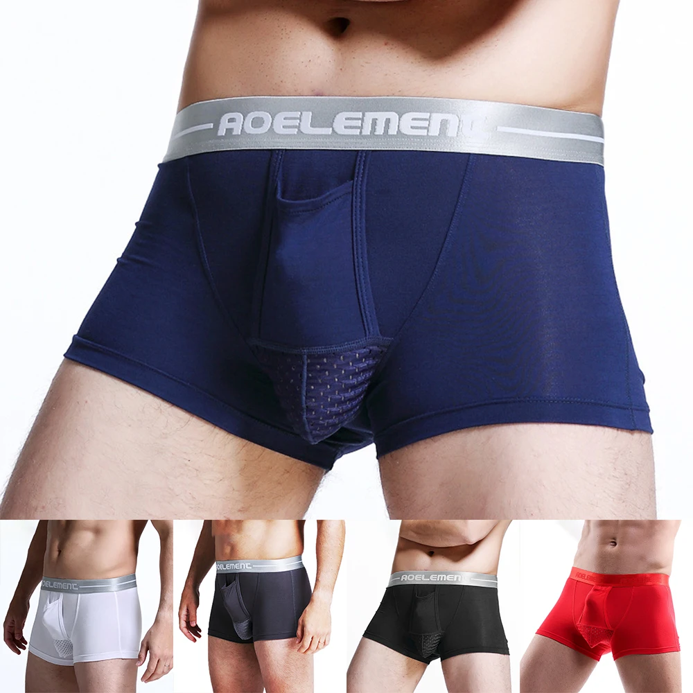 

Men's Bullet Separation Underwear Scrotum Support Bag Physiological Health Sexy Boxer Modal U Convex Separation Boxers Shorts