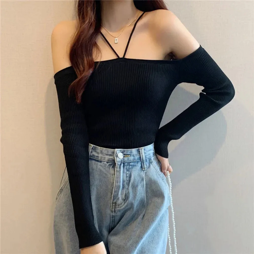 Women Knitted Top Off-Shoulder Polyester Solid Color Top Bateau Collar Cross Free Size Halter Neck Comfy Fashion
Women Knitted Top Off-Shoulder Polyester Solid Color Top Bateau Collar Cross Free Size Halter Neck Comfy Fashion