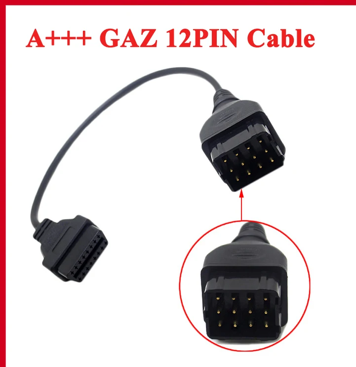 

Top Quality Converter Cable For Gaz 12 Pin 12pin Male To Obd Dlc 16 Pin 16pin Female Obd2 Obdii Car Diagnostic Tool Adapter