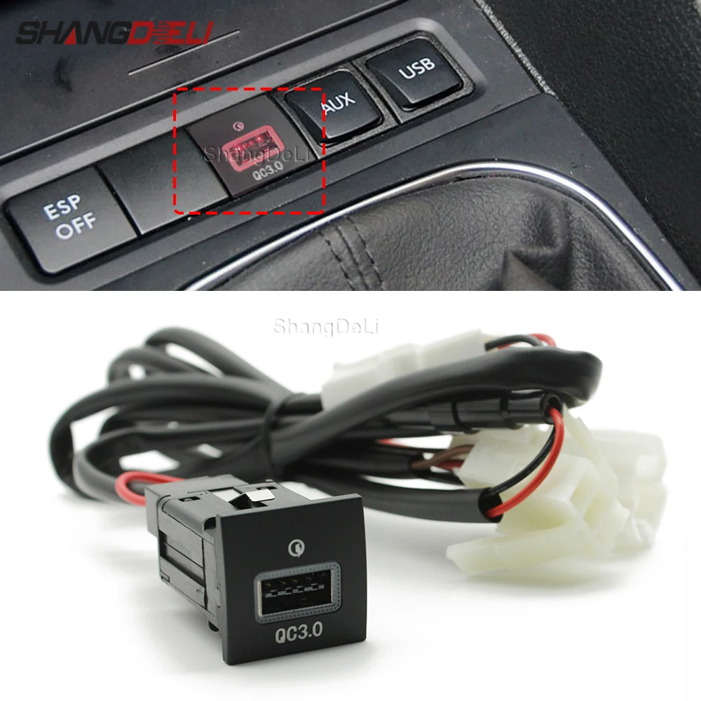 

For VW Golf 6 Jetta 5 MK5 Scirocco 06-12 Type C PD USB Socket Charging Power Adapter Quick Car Charger Replacement Wire Harness