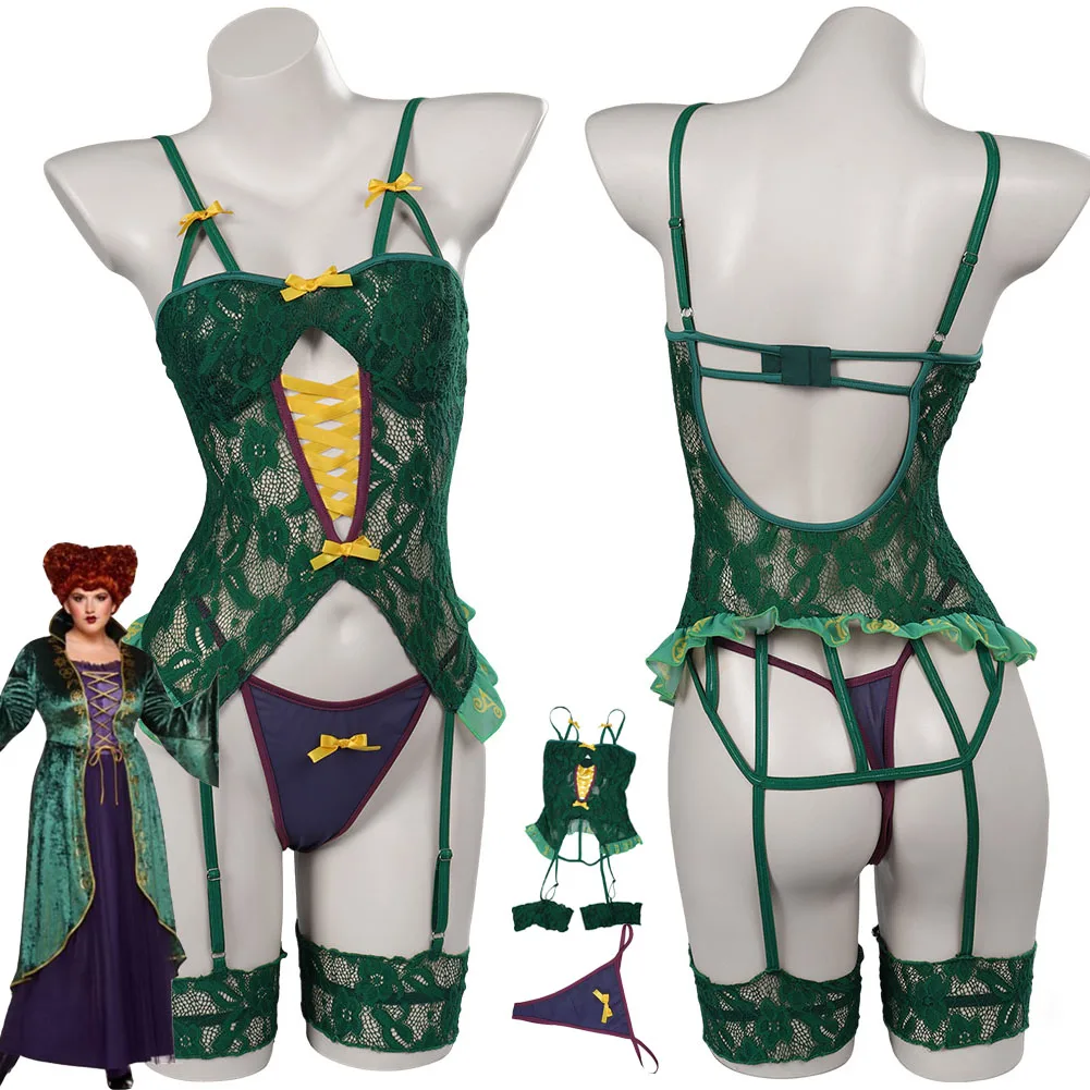 Hocus Winifred Sanderson Cosplay Women Sexy Lingerie Jumpsuit Costume Outfits Bra Straps Adult Halloween Carnival Disguise Suit
Hocus Winifred Sanderson Cosplay Women Sexy Lingerie Jumpsuit Costume Outfits Bra Straps Adult Halloween Carnival Disguise Suit