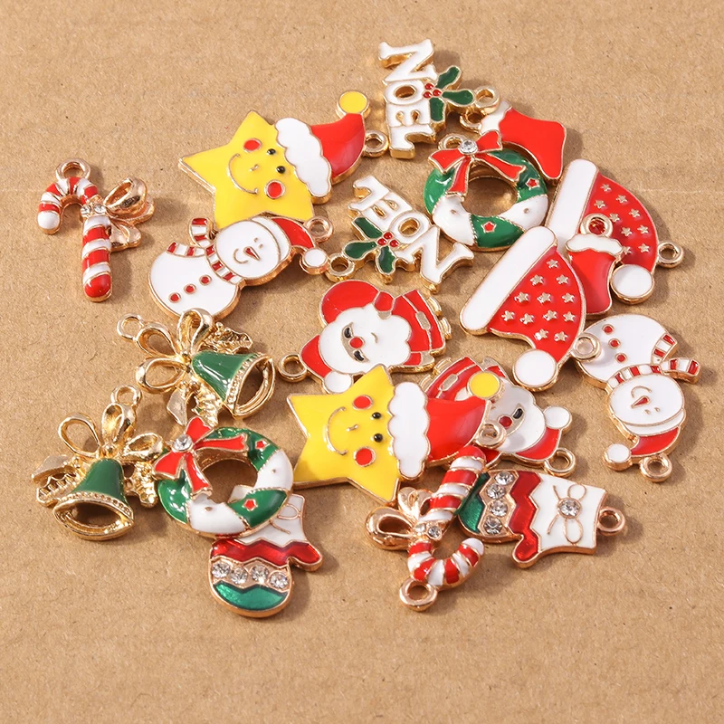 10pcs/Lot Cute Enamel Christmas Charms for Jewelry Making X'mas Tree Deer Bell Charms Pendants for Necklace Earrings DIY Gift 
10pcs/Lot Cute Enamel Christmas Charms for Jewelry Making X'mas Tree Deer Bell Charms Pendants for Necklace Earrings DIY Gift
