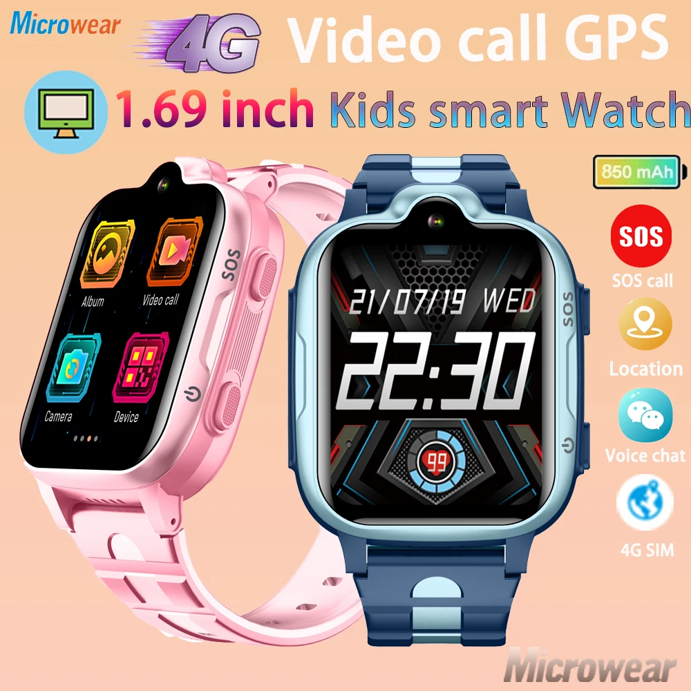 

2024 New 4G Kids 1.69inch Smartwatch GPS Tracker SOS HD Video Call Touch Screen Smart Watch Waterproof Call Back Children Watch