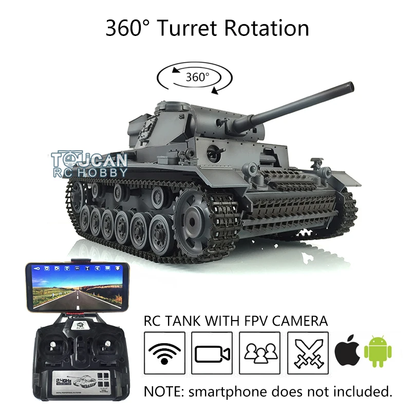 2.4G FPV Henglong 1/16 7.0 Panzer III L RC Tank 3848 360 Turret Rotating Steel Gearbox Infrared Battle TH17357-SMT7
2.4G FPV Henglong 1/16 7.0 Panzer III L RC Tank 3848 360 Turret Rotating Steel Gearbox Infrared Battle TH17357-SMT7