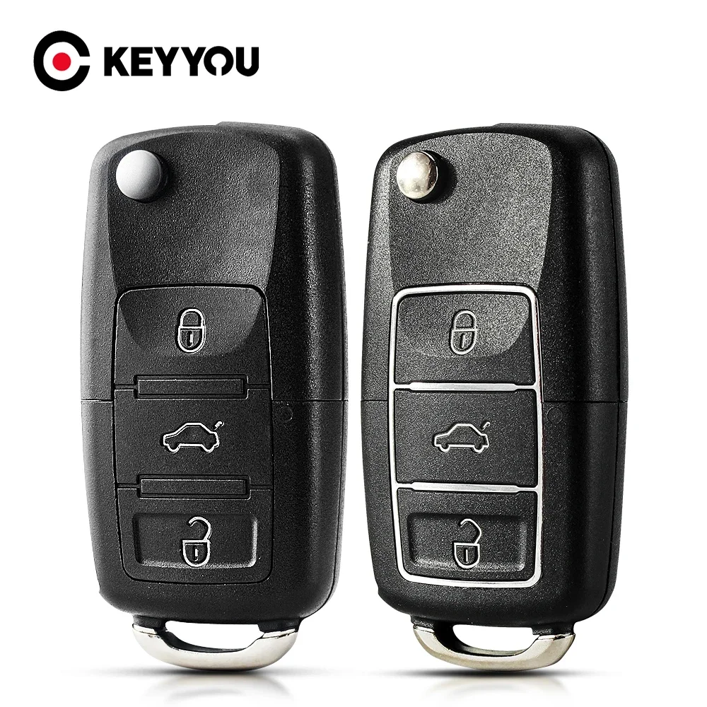 

KEYYOU 1PCS New For Vw Jetta Golf Passat Beetle Skoda Seat Polo B5 3 Button Car Remote Key Folding Shell Case