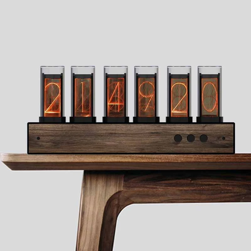 

Wooden Digital Desk Clock Creative Computer Desktop Living Room Decoration Accessories Pseudo Nixie Tube Table Clocks Home Decor