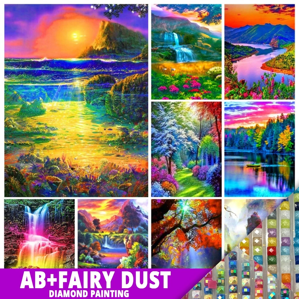 

Набор для алмазной 5D вышивки крестиком AB Fairy Dust, пейзаж, цветная живопись, пейзаж, мозаика, картина для домашнего декора, подарок