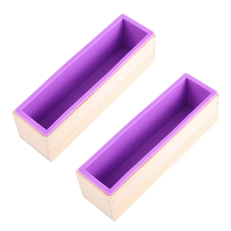 

Новинка, набор силиконовых форм для мыла из 2 предметов, силиконовая форма в деревянной коробке, инструмент «сделай сам» для изготовления мыла, фиолетовый, 1200 мл