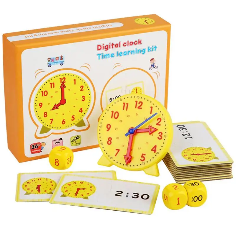 

Детские развивающие деревянные часы Монтессори, игрушки для дошкольников, Обучающие часы для дошкольников с 12 шт. карточками