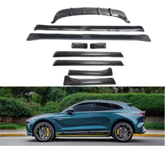 

For Aston Martin DBX 2020 2021 2022 2023 Real Carbon Fiber Rear Bumper Lip Diffuser Spoiler +Side Skirts Body Kits