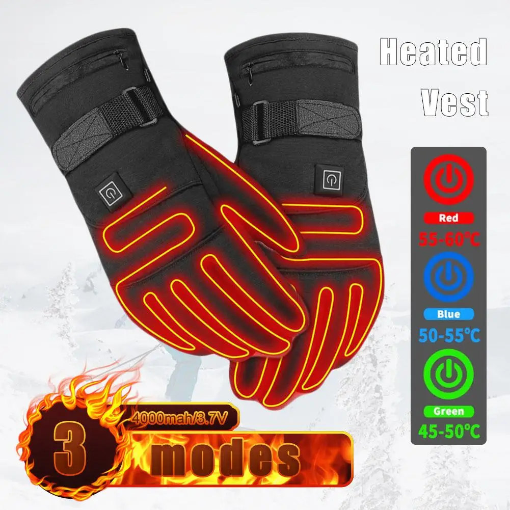 

Electric Heated Gloves With 3 Levels Battery Powered OutdoorsThermal Gloves Heat Skiing Warm Winter Motorcycle Racing Glove Q9Y7