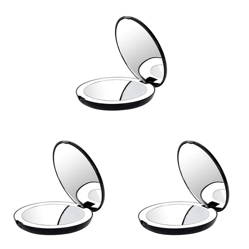 3X Portable Folding Mirror With LED Light Makeup Mirror, 10X Magnifying Glass, 12 Lamp Bead Mini Mirror Black
3X Portable Folding Mirror With LED Light Makeup Mirror, 10X Magnifying Glass, 12 Lamp Bead Mini Mirror Black