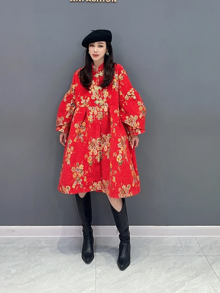 2023 winter new women's dress casual Chinese style small floral mid-length dress loose age reduction cute fashion woman 
2023 winter new women's dress casual Chinese style small floral mid-length dress loose age reduction cute fashion woman