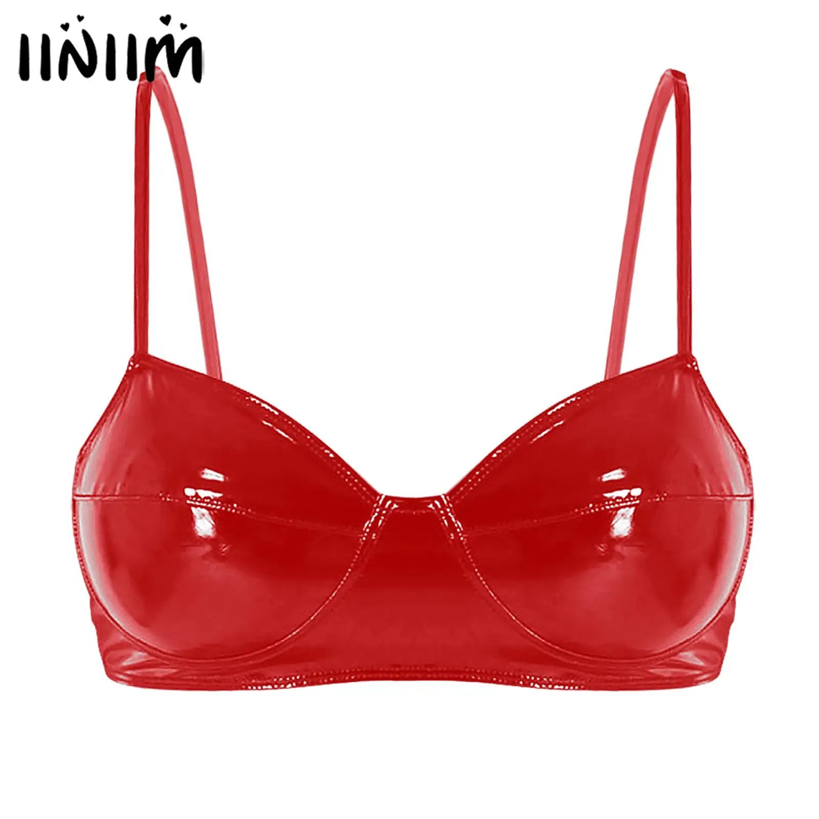Womens Lingerie Wetlook Bra Tops Belly Dance Clubwear Faux Leather Reflective Wire-free No Pad Bra Top for Raves Performance
Womens Lingerie Wetlook Bra Tops Belly Dance Clubwear Faux Leather Reflective Wire-free No Pad Bra Top for Raves Performance