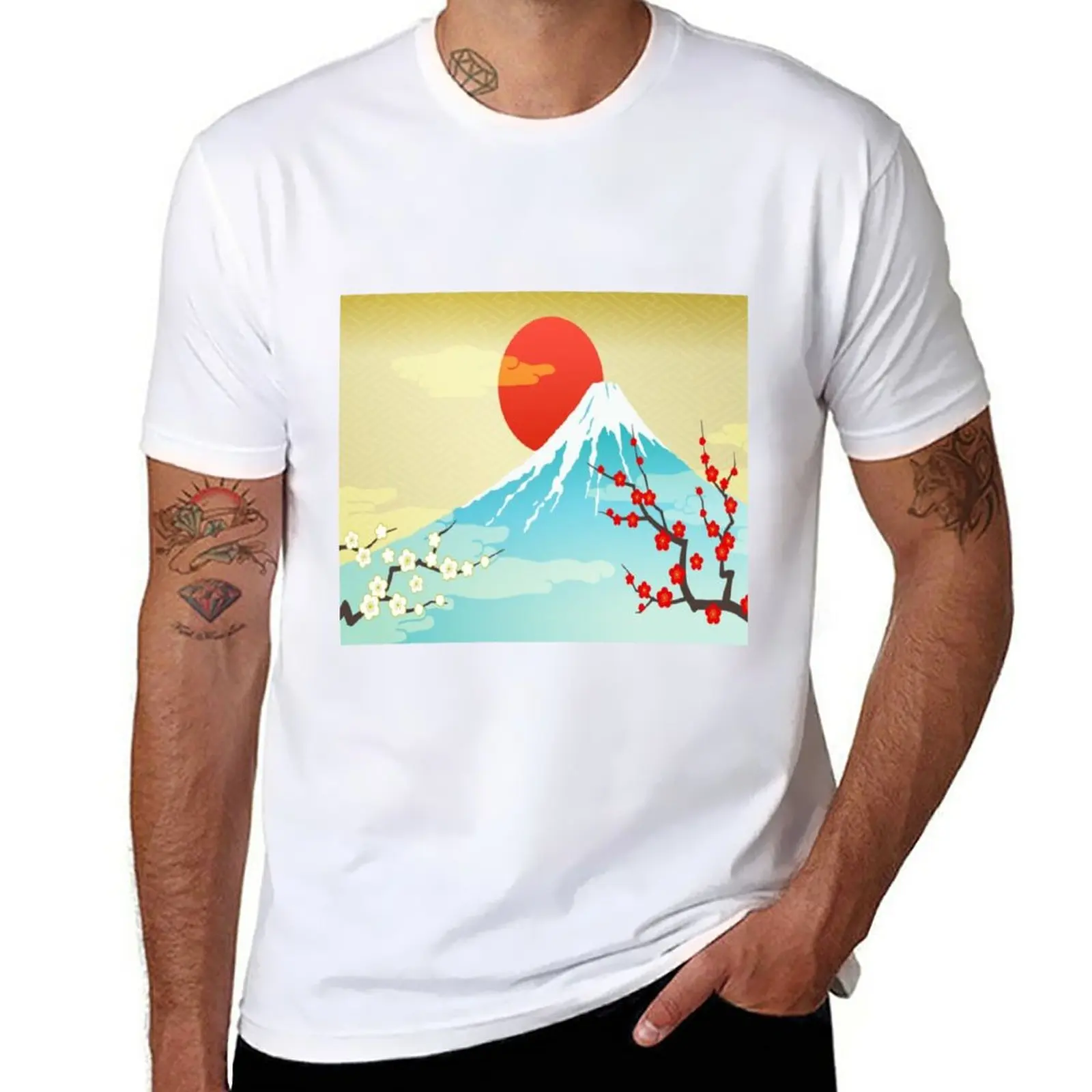 New Mount Fuji and sunrise with red and white plums T-Shirt black t shirt vintage clothes customized t shirts Men's t-shirts
New Mount Fuji and sunrise with red and white plums T-Shirt black t shirt vintage clothes customized t shirts Men's t-shirts