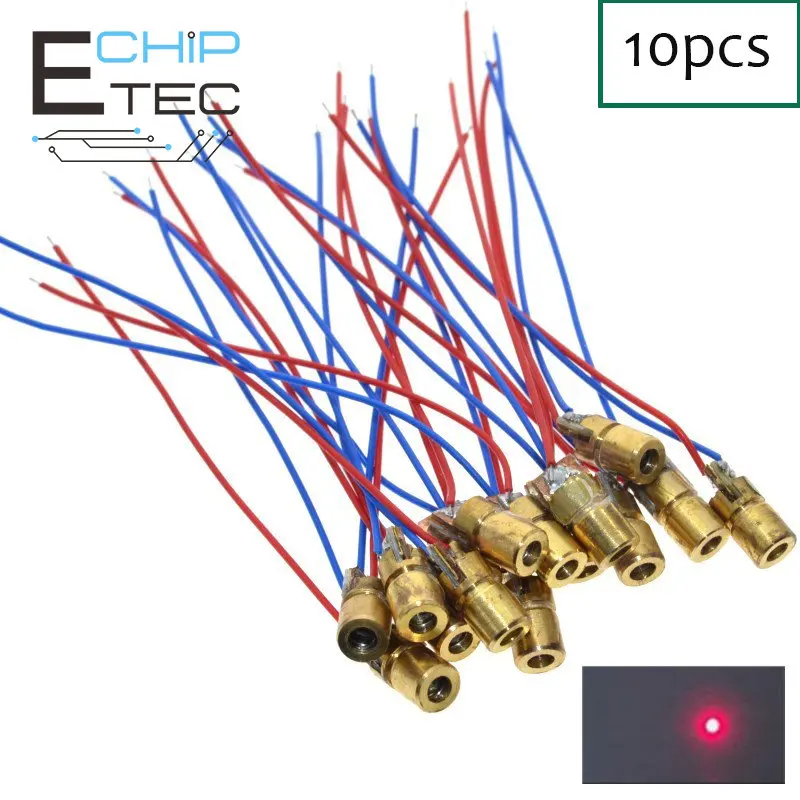 

Free shipping 10PCS 5V 650nm 5mW Adjustable Laser Dot Diode Module Red Sight Copper Head Mini Laser Pointer