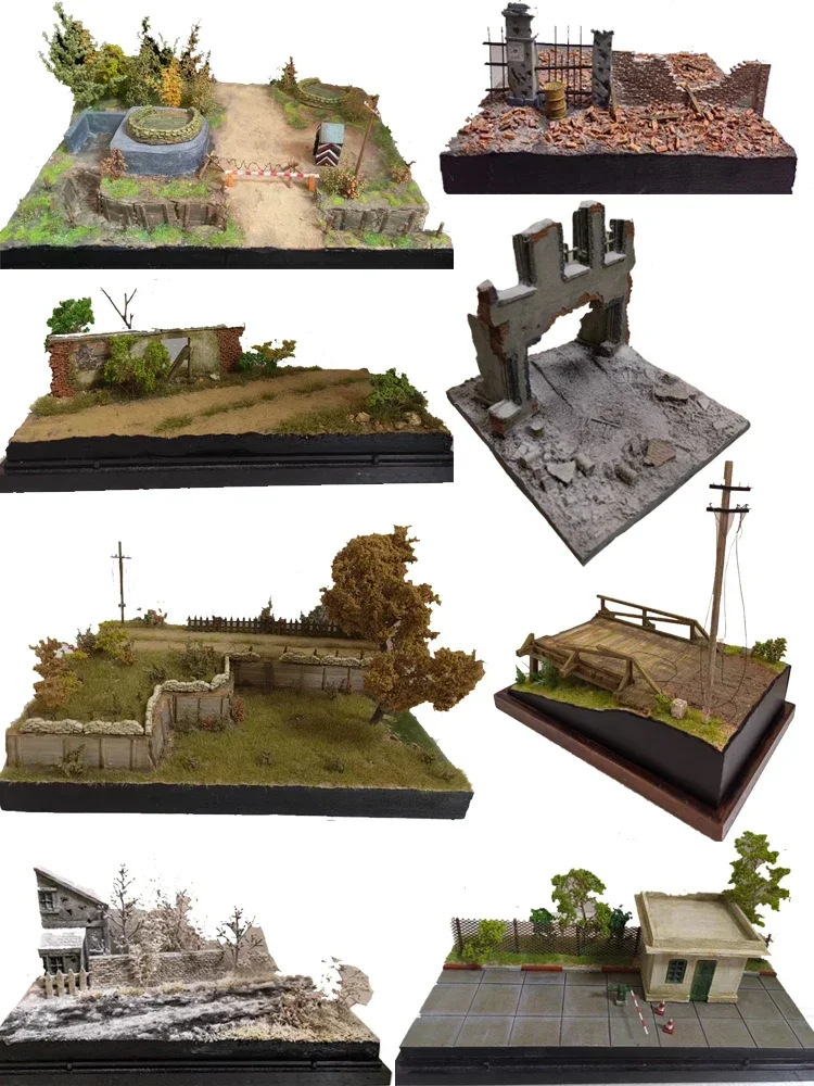 

1/72 Simulation Miniature Military Scene Model Military War Sand Table Layout Miniature Wilderness Desert Road Platform Base