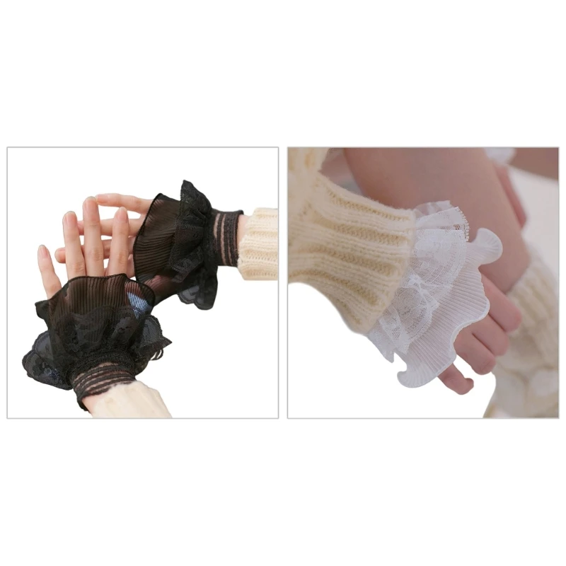 

Fairy Wrist Cuffs For Shirts Sweater Lace False Sleeve Ornament Flared Ruffled Flared Sleeves False Wrist Cuffs