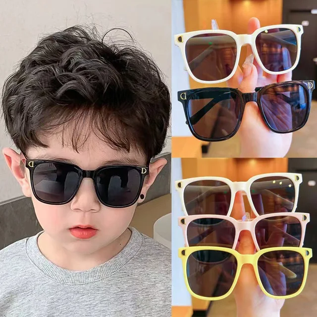 Lunettes de soleil flexibles en silicone pour enfants, lunettes de soleil polarisées carrées, lunettes vintage pour enfants, nuances pour garçons et filles, nouvelle mode 1