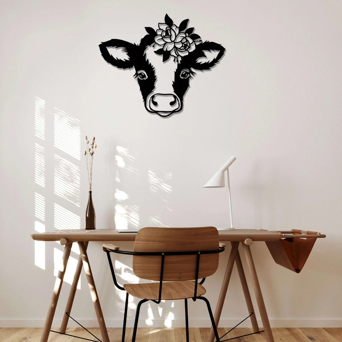 

CIFBUY Deco Cute Cow Metal Home Art Decor Funny Animal Decoration Home Wall Hanging Children's Room Kindergarten Stickers Inclu