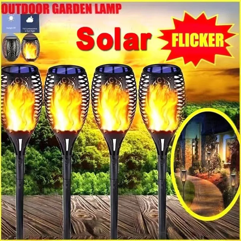 

1/2/4/6/8/10/12Pcs Solar Flame Torch Light Flickering Light Waterproof Garden Decoration Outdoor Lawn Path Yard Patio Floor Lamp