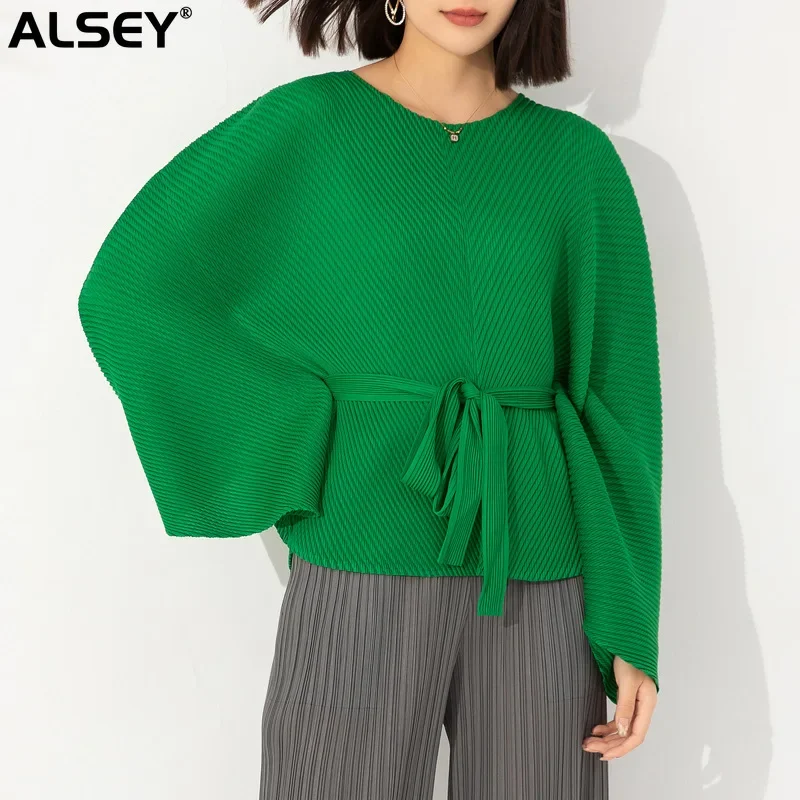 Женская плиссированная футболка ALSEY Miyake, Осенний пуловер с круглым вырезом, элегантный Свободный Топ в Корейском стиле с рукавом летучая мышь
Женская плиссированная футболка ALSEY Miyake, Осенний пуловер с круглым вырезом, элегантный Свободный Топ в Корейском стиле с рукавом летучая мышь
