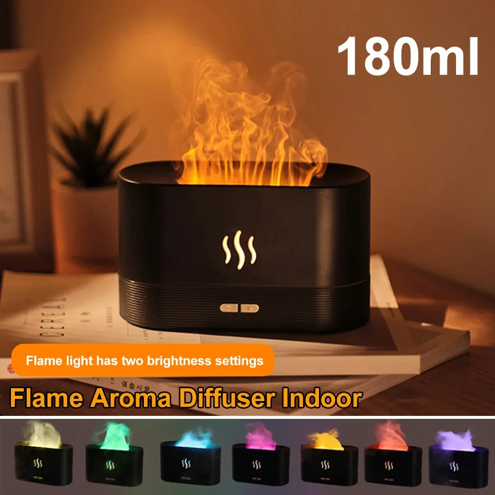 

Type-C Aroma Diffuser Air Humidifier Ultrasonic Cool Mist Maker Fogger Led Essential Oil with Flame Lamp Difusor Fragrance Home