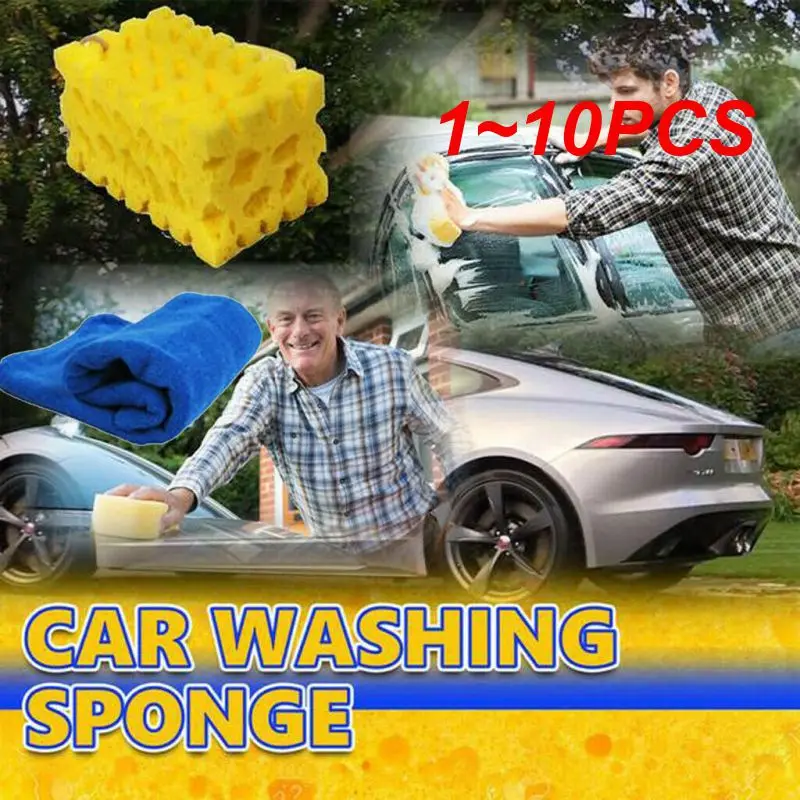 

1~10PCS Car Wash Sponge Extra Large Cleaning Honeycomb Coral Car Yellow Thick Sponge Block Car Supplies Auto Wash Tools