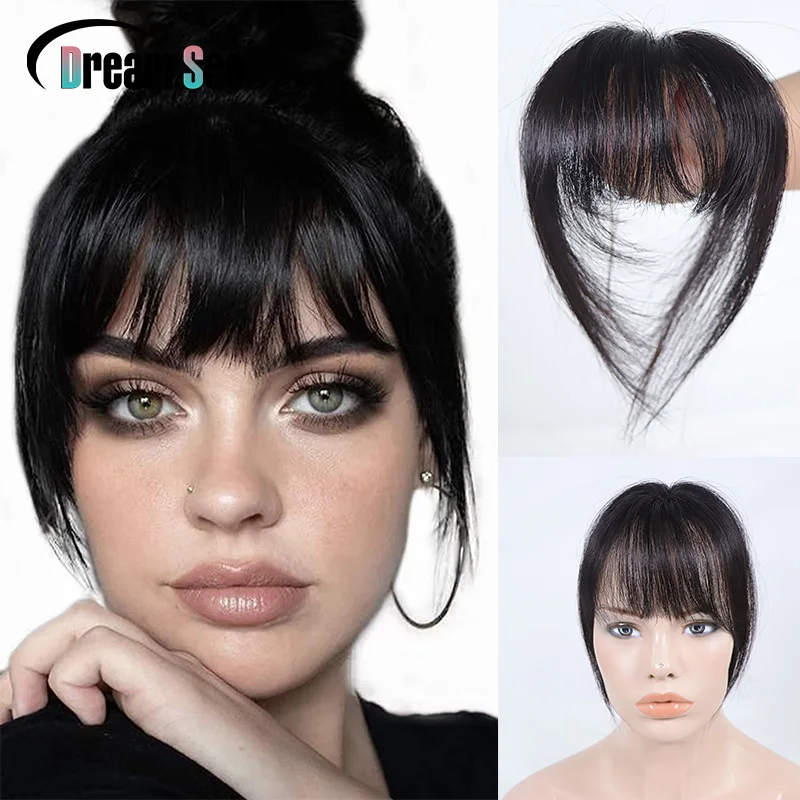 

Human Hair Hairpieces Toppers For Women Franja Wispy Fake Clip In Bangs Flequillo Postizo Black Brown Air Bang Fringe Blunt