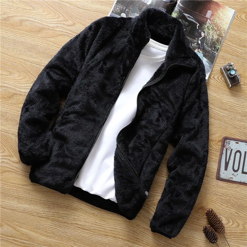 New Men's Coat Zipper Side Pockets Fleece Double Sided Jacket Stand Collar Male Warm Witnter Casual Cardigan Jackets Outerwear
New Men's Coat Zipper Side Pockets Fleece Double Sided Jacket Stand Collar Male Warm Witnter Casual Cardigan Jackets Outerwear