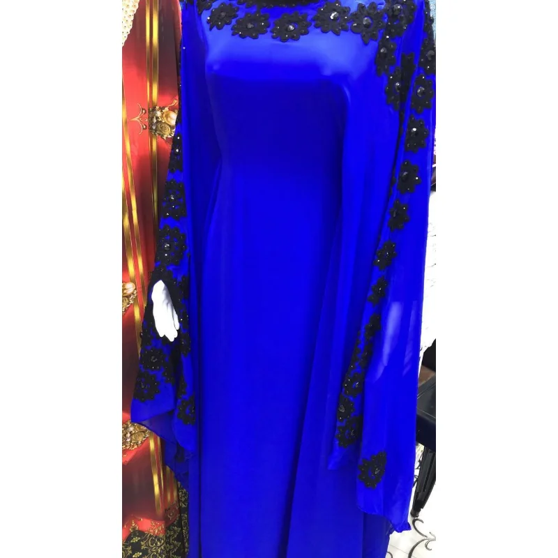 

Royal Blue Dubai Morocco Kaftans Farasha Abaya Dresses Are Very Fancy Long Dresses with European and American Fashion Trends