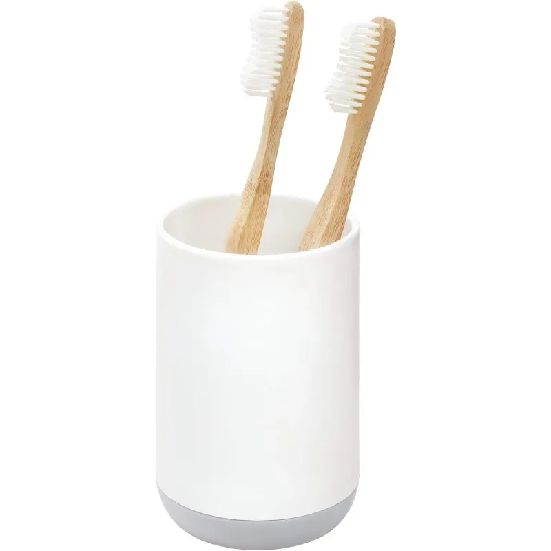 Toothbrush Holder for Normal Toothbrushes, Spin Brushes, and Toothpaste, The Cade Collection - 3" x 3" x 4. 5", White/Gray
Toothbrush Holder for Normal Toothbrushes, Spin Brushes, and Toothpaste, The Cade Collection - 3" x 3" x 4. 5", White/Gray